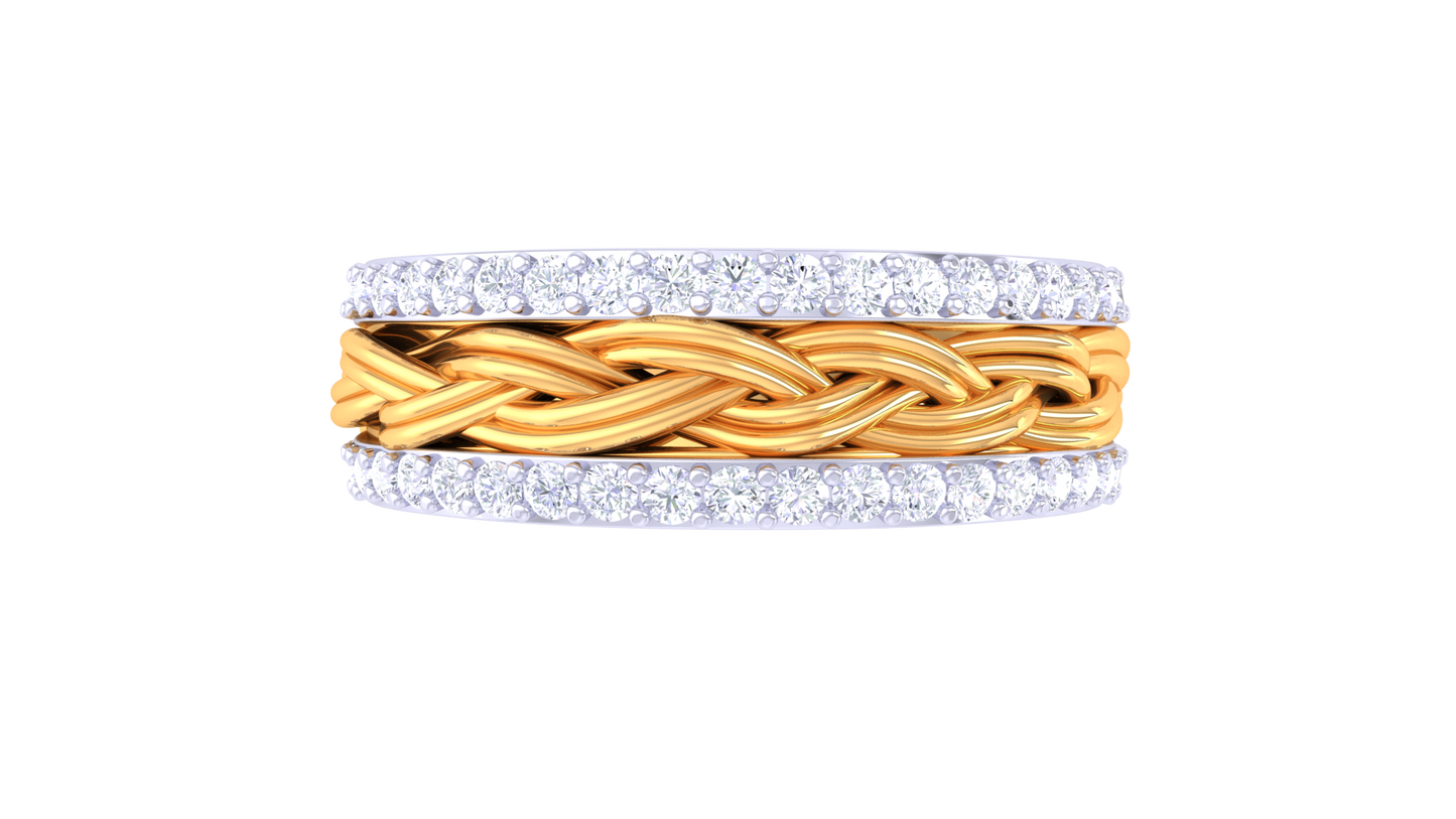 Artisan Tresse Héritage – 0.47 Ct Round Diamond Gold Ring