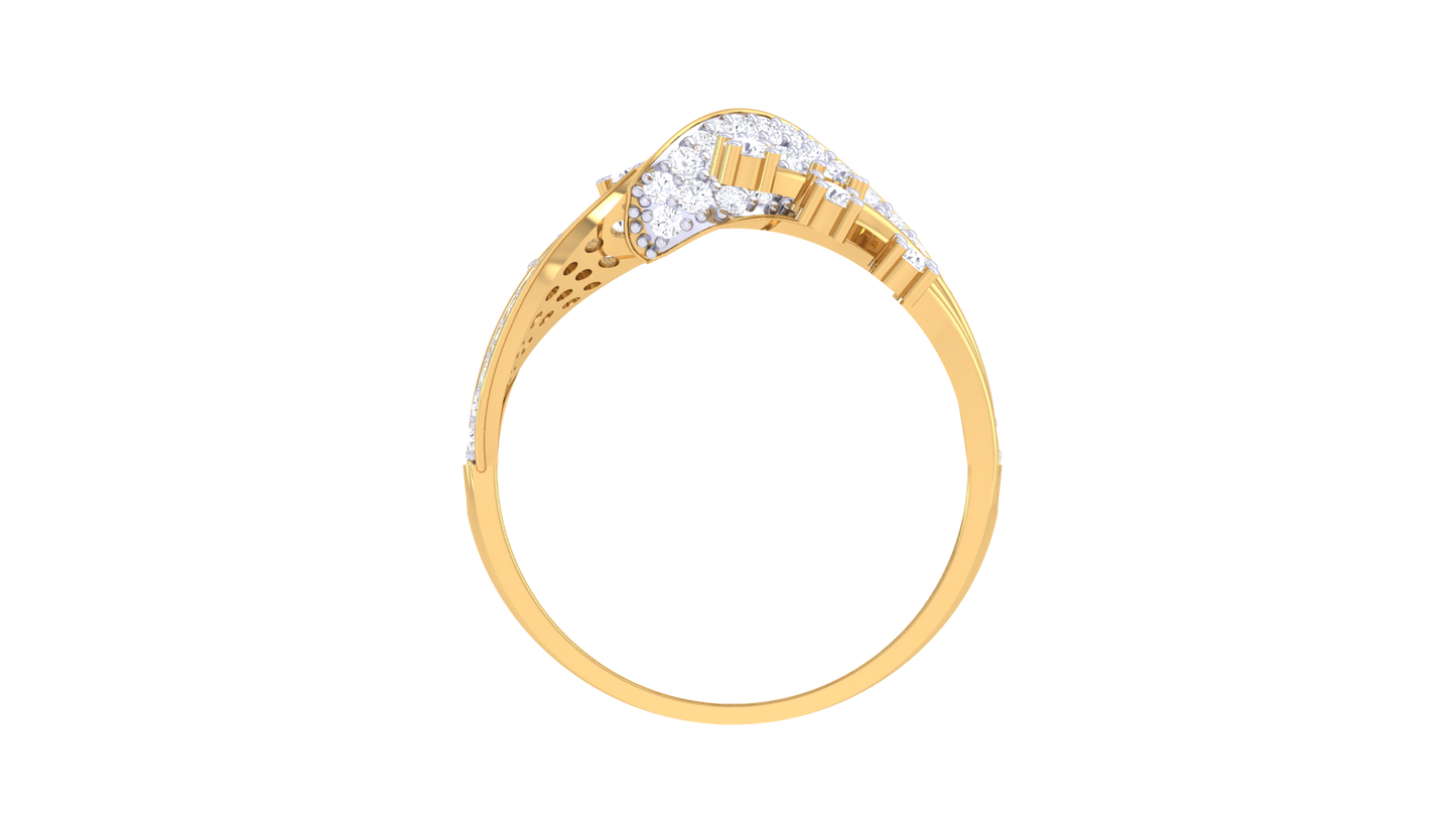Lumiere Floral Swirl Ring In Polished Rose Gold - 0.54 Ct Brilliant Round Cut Diamonds