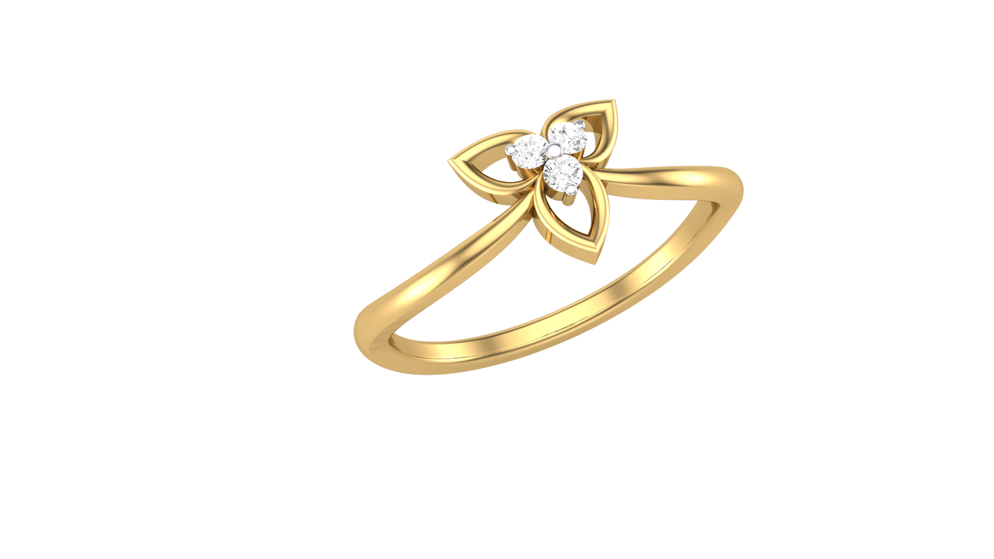 Lumiere Trinity Petal Ring - 0.05 Ct Sparkling Diamond In Gold