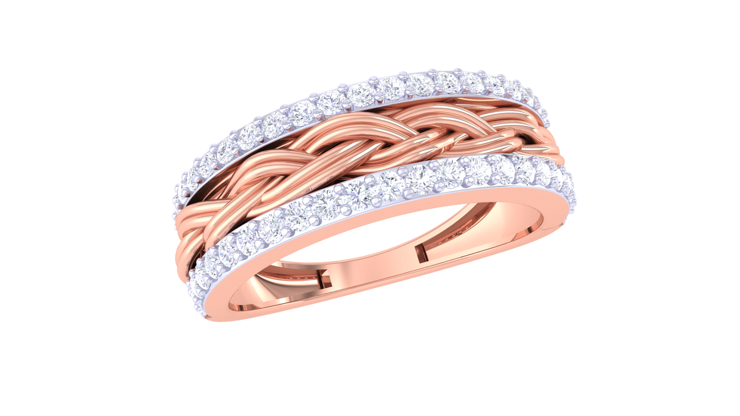 Artisan Tresse Héritage – 0.47 Ct Round Diamond Gold Ring