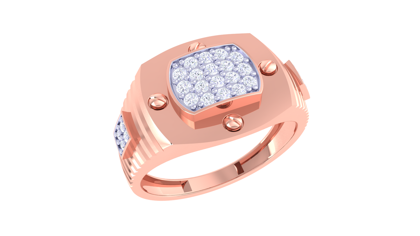 Éclat Quadrature Urbane Gold Ring – 0.3ct Round Pave Diamonds