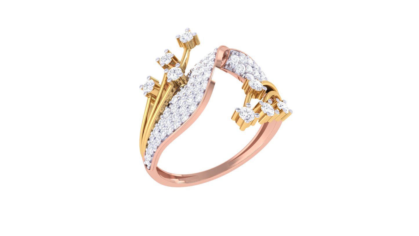 Lumiere Floral Swirl Ring In Polished Rose Gold - 0.54 Ct Brilliant Round Cut Diamonds