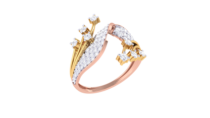 Lumiere Floral Swirl Ring In Polished Rose Gold - 0.54 Ct Brilliant Round Cut Diamonds