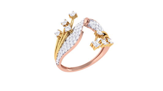 Lumiere Floral Swirl Ring In Polished Rose Gold - 0.54 Ct Brilliant Round Cut Diamonds