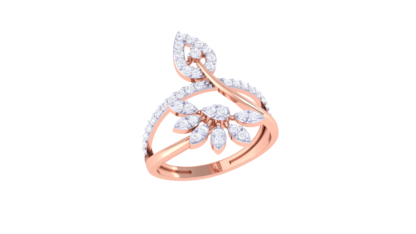 Iconique Golden Bloom Leaf Ring – 0.38 Ct Brilliant Diamonds