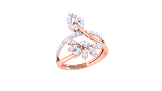 Iconique Golden Bloom Leaf Ring – 0.38 Ct Brilliant Diamonds
