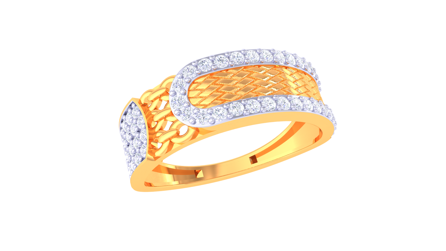 Lumière Pavé Illusion Gold Ring – 0.52 Ct Stunning Diamond