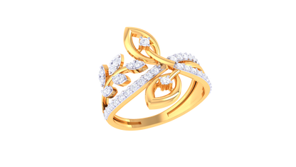 Iconique Botanical Grace Designer Gold Ring – 0.33 Ct Diamonds