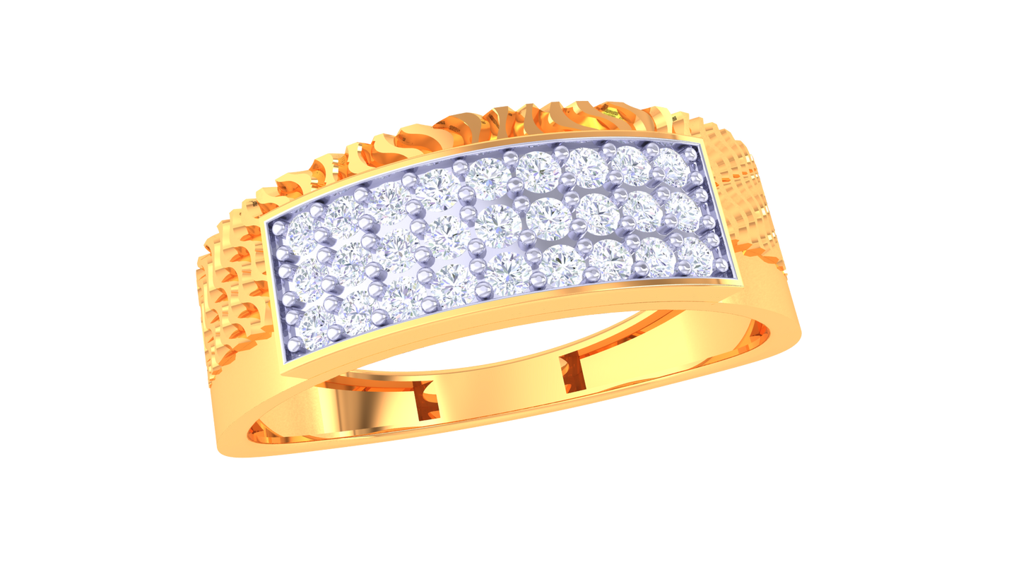 Éclat Module Chic Rose Gold Ring – 0.28 Ct Round Pave Diamonds