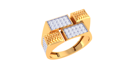 Éclat Forme Décalée – 0.59 Ct Round Diamond Gold Ring