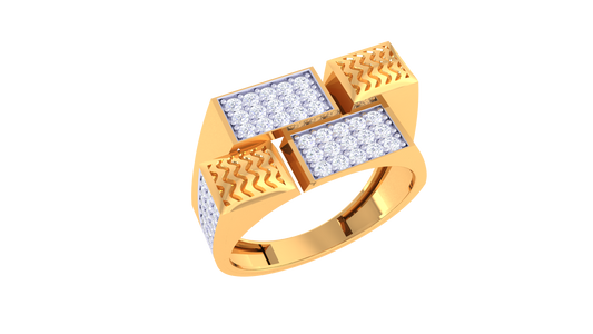 Éclat Forme Décalée – 0.59 Ct Round Diamond Gold Ring