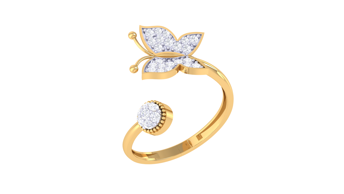 Eclat Butterfly Embrace Open Ring In Gold - 0.23 Ct Circular Diamonds