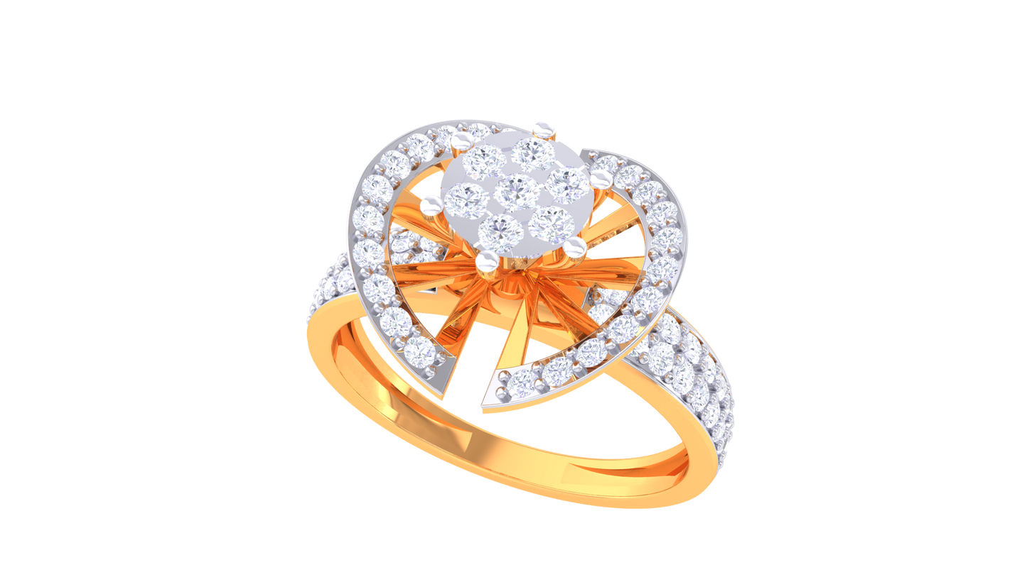 Lumière Rayonnement Moderne Gold Ring  – 0.89ct Bold Round Diamonds
