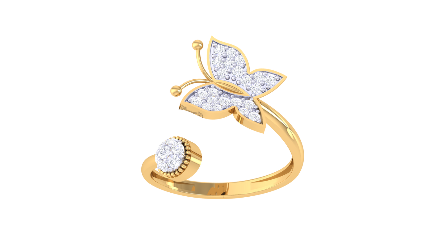 Eclat Butterfly Embrace Open Ring In Gold - 0.23 Ct Circular Diamonds