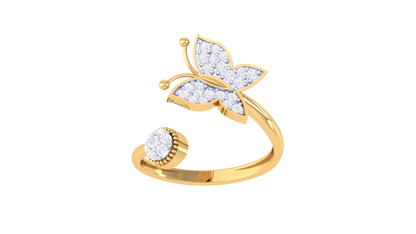 Eclat Butterfly Embrace Open Ring In Gold - 0.23 Ct Circular Diamonds