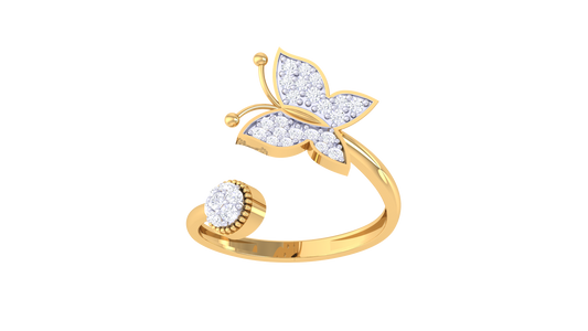 Eclat Butterfly Embrace Open Ring In Gold - 0.23 Ct Circular Diamonds