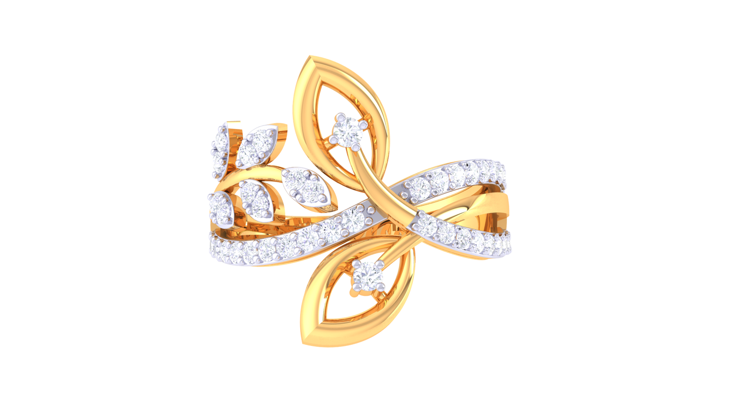 Iconique Botanical Grace Designer Gold Ring – 0.33 Ct Diamonds