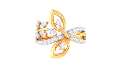 Iconique Botanical Grace Designer Gold Ring – 0.33 Ct Diamonds