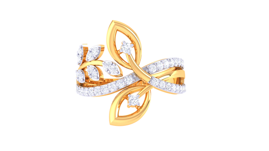 Iconique Botanical Grace Designer Gold Ring – 0.33 Ct Diamonds