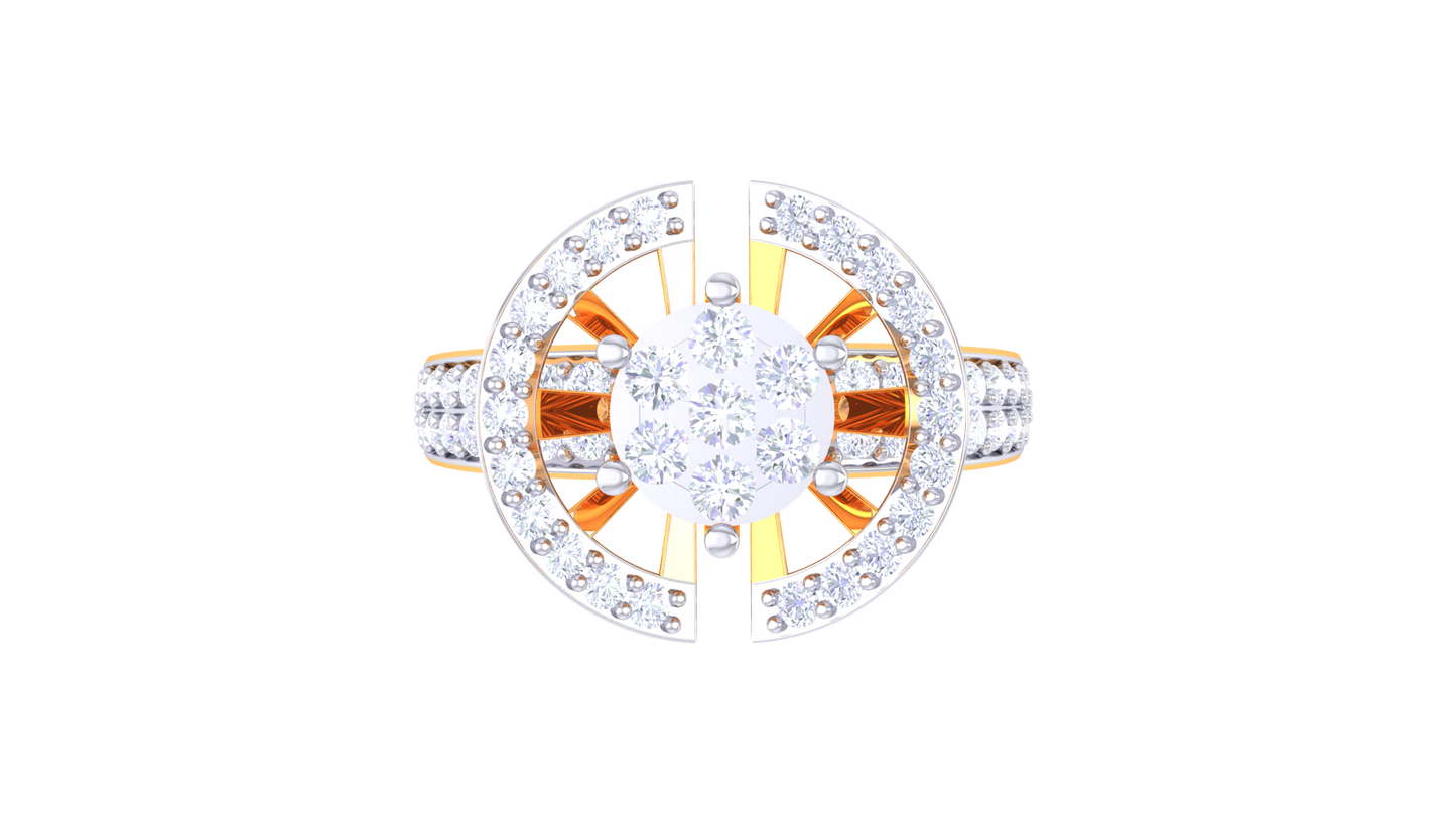 Lumière Rayonnement Moderne Gold Ring  – 0.89ct Bold Round Diamonds