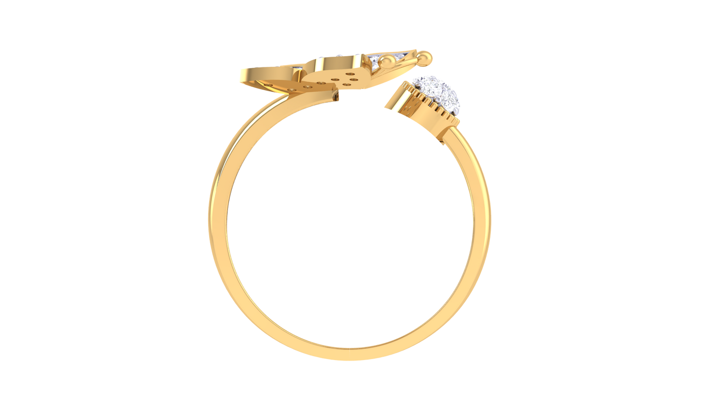 Eclat Butterfly Embrace Open Ring In Gold - 0.23 Ct Circular Diamonds