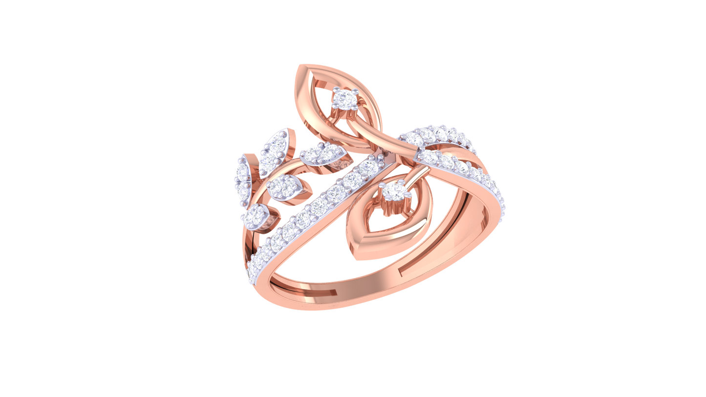 Iconique Botanical Grace Designer Gold Ring – 0.33 Ct Diamonds