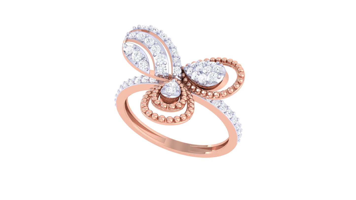 Lumiere Flutter Radiance Butterfly Ring In Dual Gold - 0.42 Ct Round Cut Diamonds