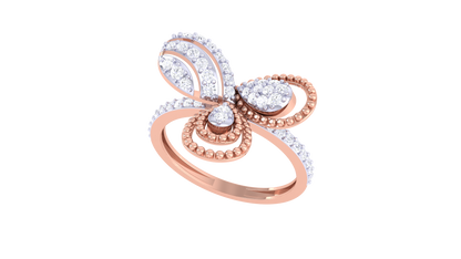 Lumiere Flutter Radiance Butterfly Ring In Dual Gold - 0.42 Ct Round Cut Diamonds