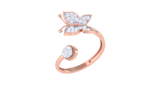 Eclat Butterfly Embrace Open Ring In Gold - 0.23 Ct Circular Diamonds