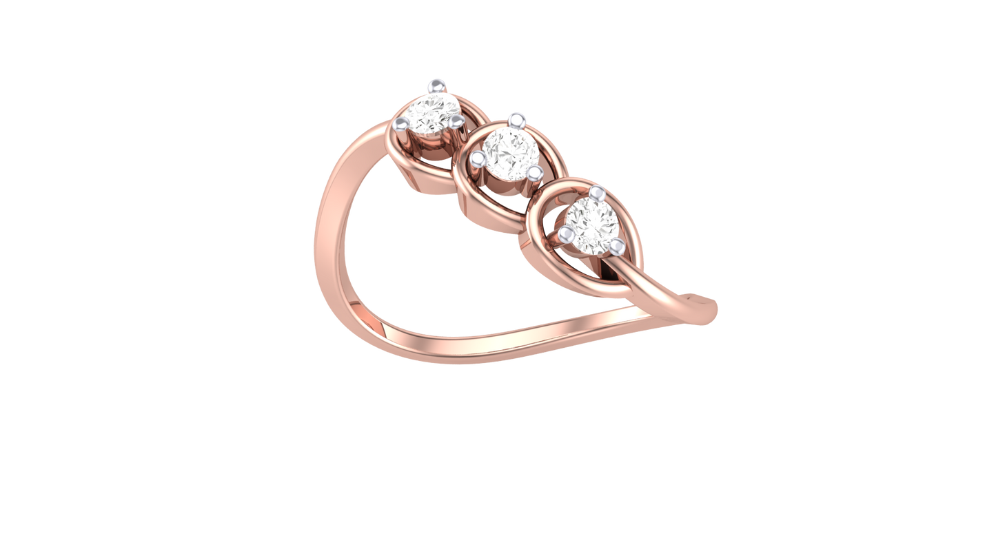 Trilune Orbe Floating Trio Ring - 0.16 Ct Round Diamonds In Gold