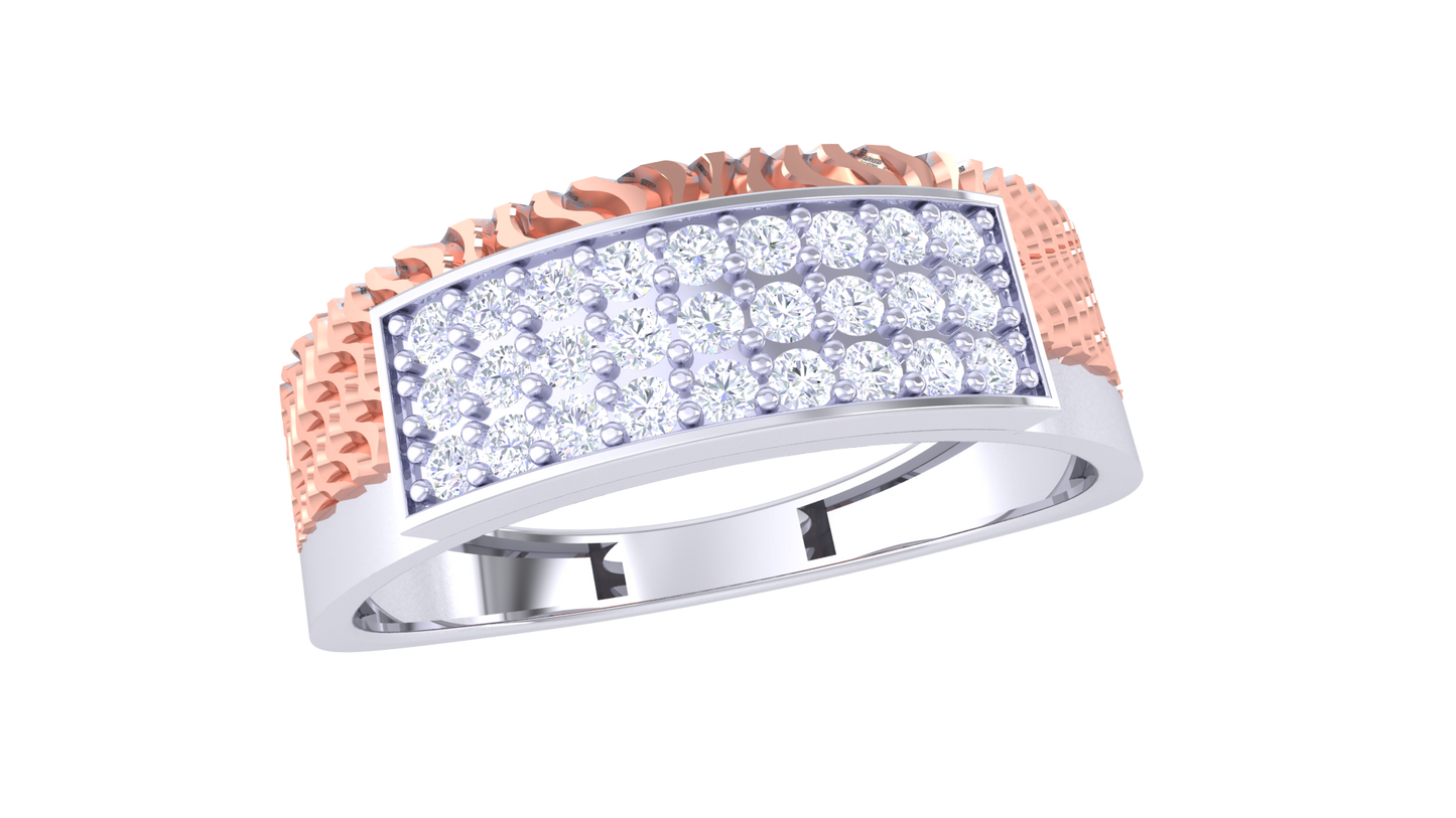Éclat Module Chic Rose Gold Ring – 0.28 Ct Round Pave Diamonds