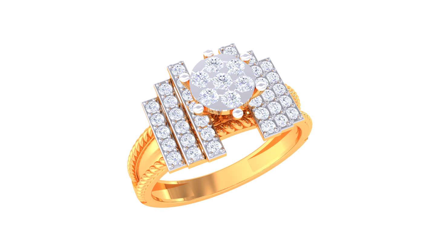Lumière Avant Structure – 0.43 Ct Round Diamond Gold Ring