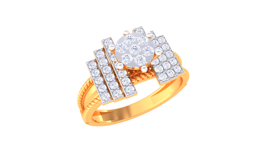 Lumière Avant Structure – 0.43 Ct Round Diamond Gold Ring