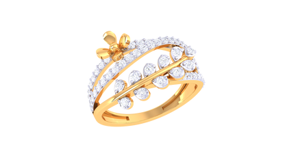 Limiere Intertwined Elegance Leaf Ring In Gold – 0.49 Ct Diamonds