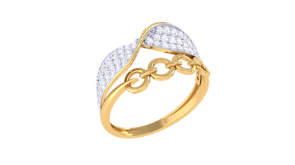 Eclat Interlinked Elegance Gold Ring - 0.36 Ct Brilliant Diamonds