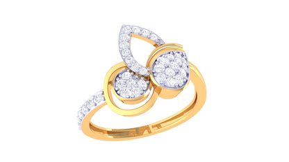 Eclat Blossom Grace Yellow Gold Ring - 0.30 Ct Round Diamond Accents