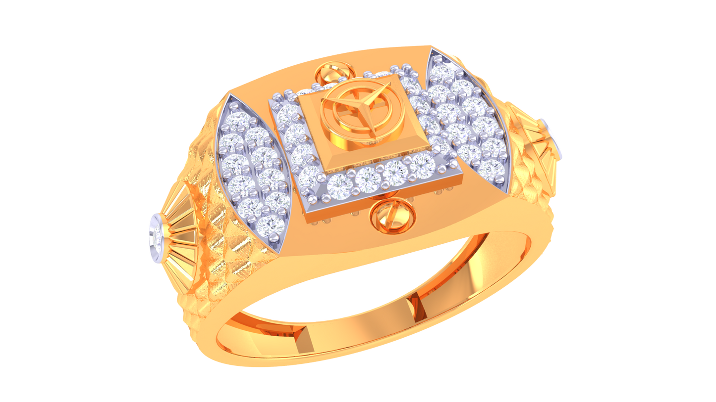 Éclat Emblème Sculpté Gold Ring – 0.36 Ct Sparking Diamonds