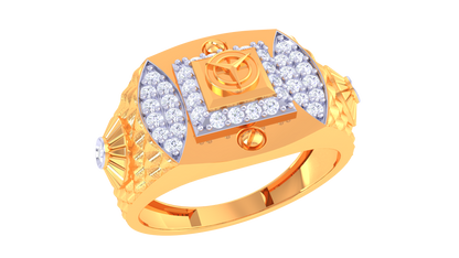 Éclat Emblème Sculpté Gold Ring – 0.36 Ct Sparking Diamonds