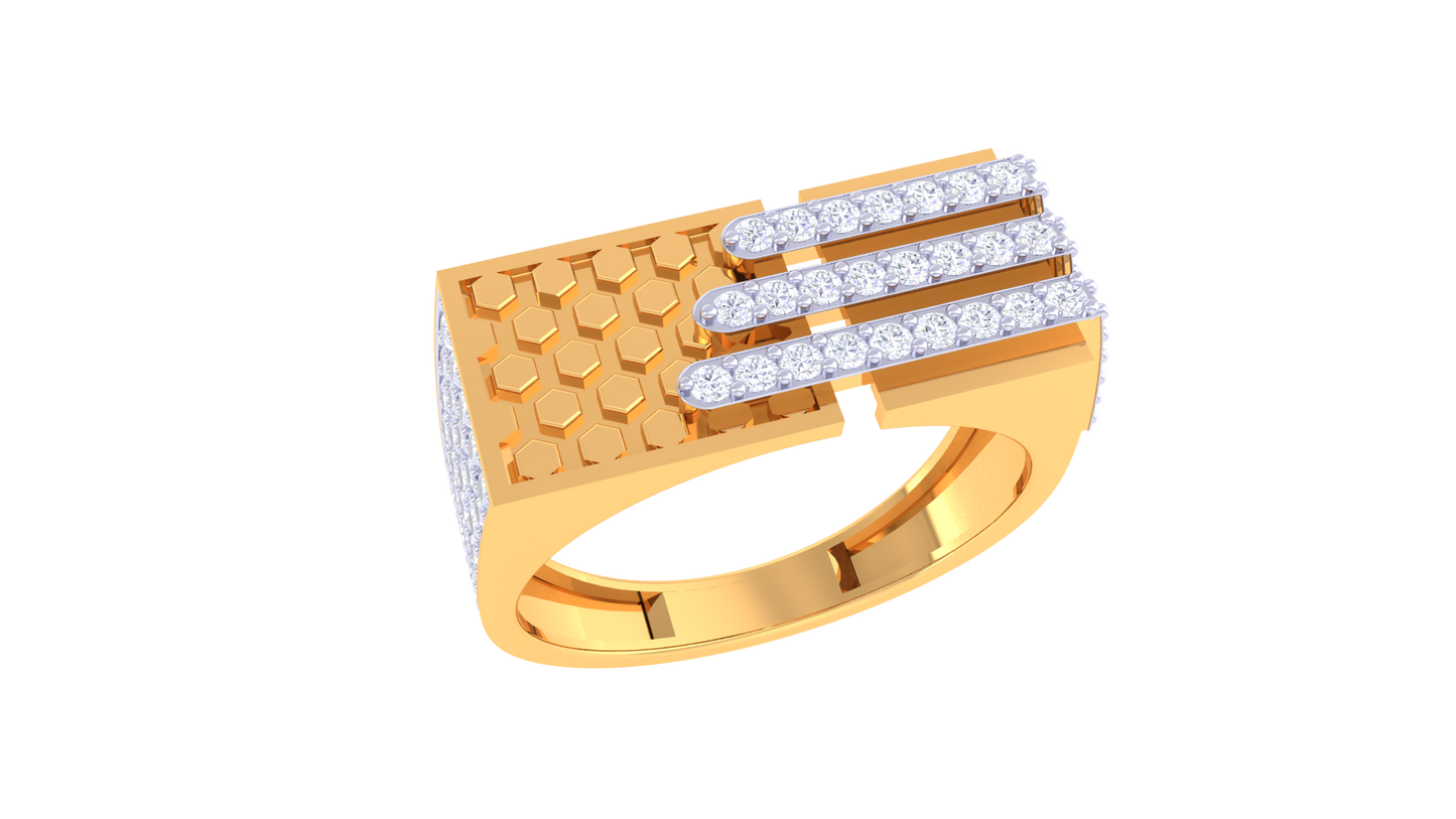 Éclat Hexaline Moderne – 0.6 Ct Round Diamond Gold Ring