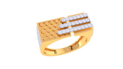 Éclat Hexaline Moderne – 0.6 Ct Round Diamond Gold Ring