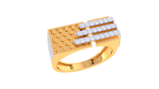 Éclat Hexaline Moderne – 0.6 Ct Round Diamond Gold Ring