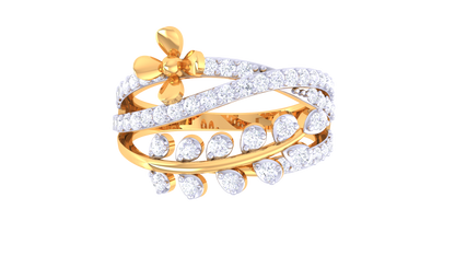 Limiere Intertwined Elegance Leaf Ring In Gold – 0.49 Ct Diamonds