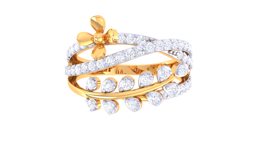 Limiere Intertwined Elegance Leaf Ring In Gold – 0.49 Ct Diamonds