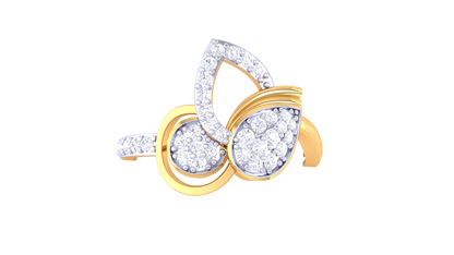 Eclat Blossom Grace Yellow Gold Ring - 0.30 Ct Round Diamond Accents