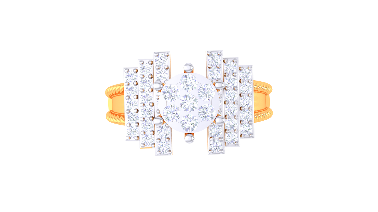 Lumière Avant Structure – 0.43 Ct Round Diamond Gold Ring