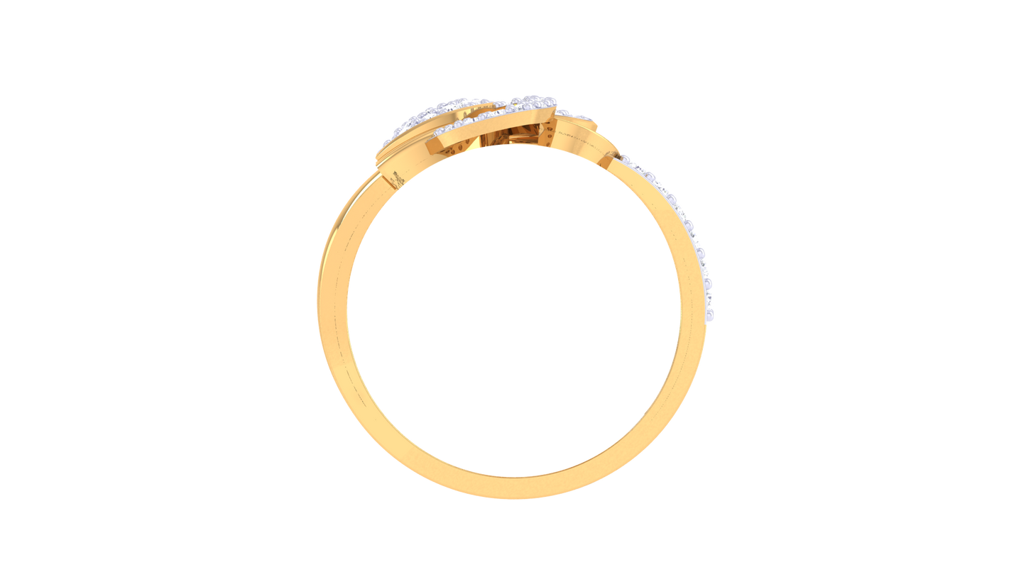 Eclat Blossom Grace Yellow Gold Ring - 0.30 Ct Round Diamond Accents