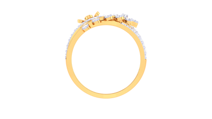 Limiere Intertwined Elegance Leaf Ring In Gold – 0.49 Ct Diamonds