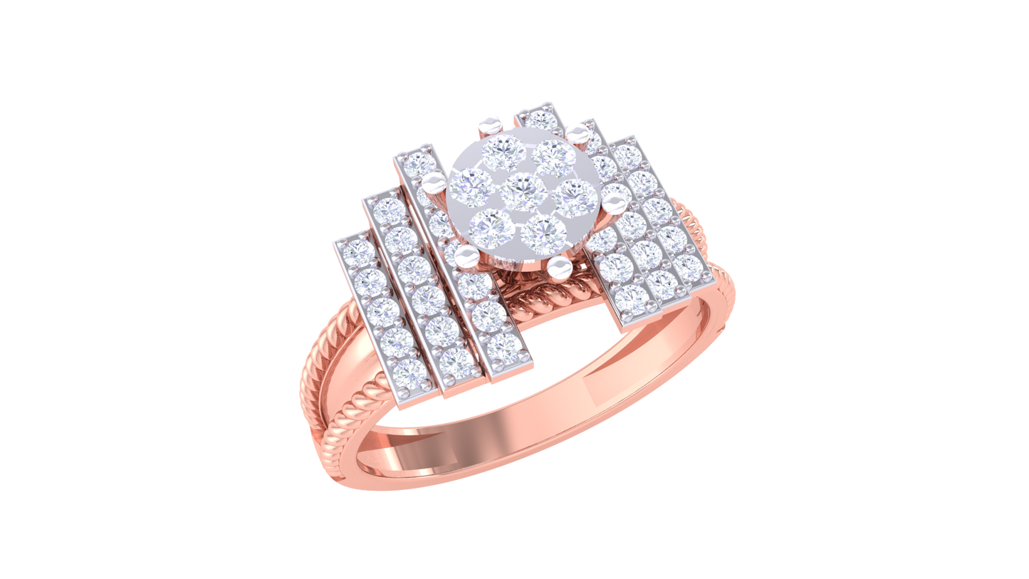 Lumière Avant Structure – 0.43 Ct Round Diamond Gold Ring