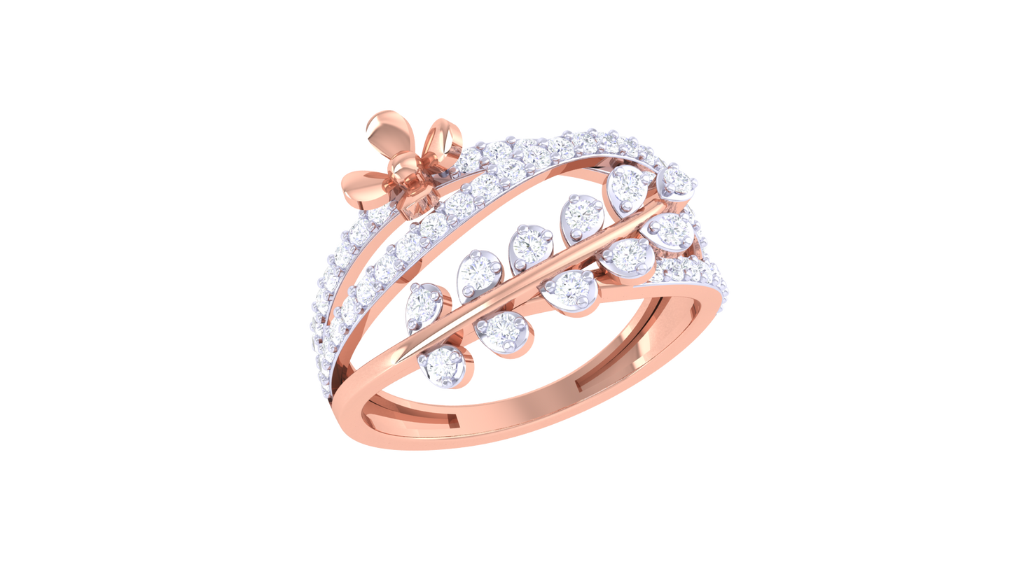 Limiere Intertwined Elegance Leaf Ring In Gold – 0.49 Ct Diamonds