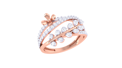 Limiere Intertwined Elegance Leaf Ring In Gold – 0.49 Ct Diamonds